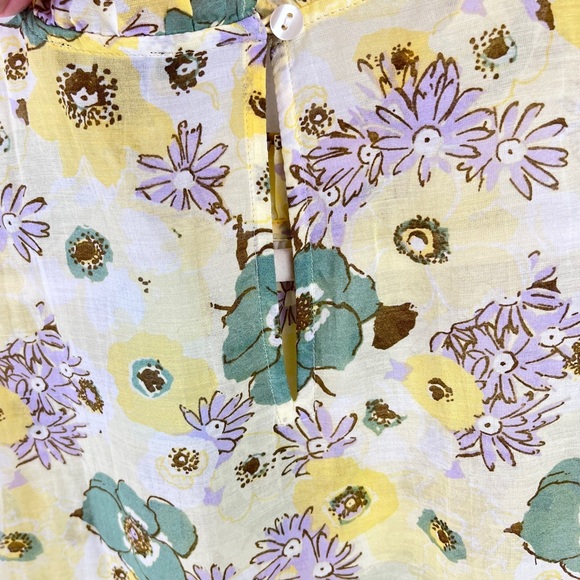 NWT Ann Taylor Pastel Yellow Green Lavender Blouse Semi-Sheer Retro Print MP NEW - Picture 6 of 9